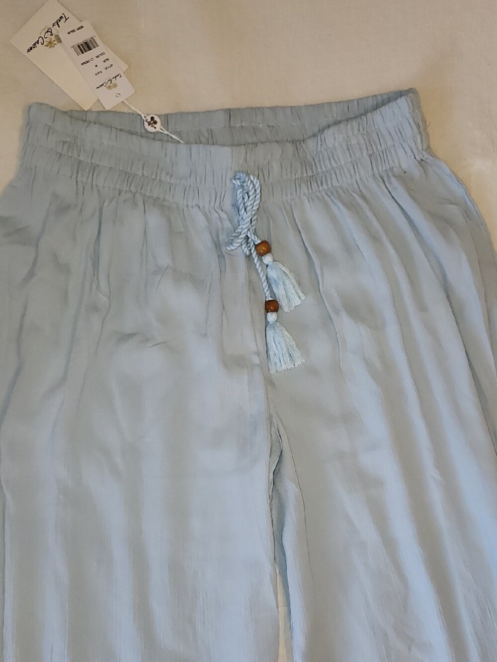 Turks & Caicos Light Blue Crochet Wide Leg Pants Cover Up NWT - Picture 3 of 11